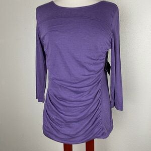 NWT JW Styles Linen Blend Purple Long Sleeve Top